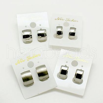 Tarnish Resistant Fashion 304 Stainless Steel Huggie Hoop Earrings EJEW-G124-M12-1