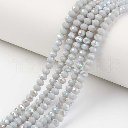 Electroplate Opaque Solid Color Glass Beads Strands EGLA-A034-P8mm-L16-1