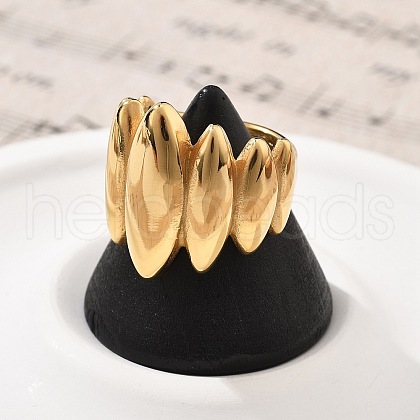304 Stainless Steel Horse Eye Finger Rings RJEW-Q012-06G-1