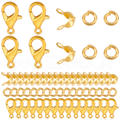 GOMAKERER Zinc Alloy Lobster Claw Clasps & Brass End Bead Tips & Jump Rings Findings Kits DIY-GO0002-21G-1