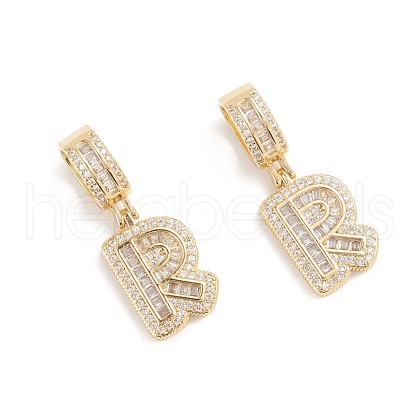 Brass Micro Pave Cubic Zirconia Pendants ZIRC-G165-13G-R-1