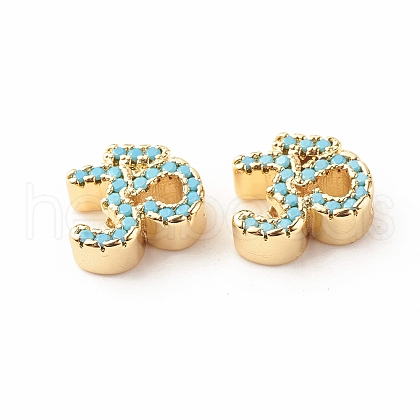 Rack Plating Brass Cubic Zirconia Beads KK-B051-04G-02-1