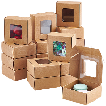 Kraft Paper Gift Box with Visible Window CON-WH0088-74A-1