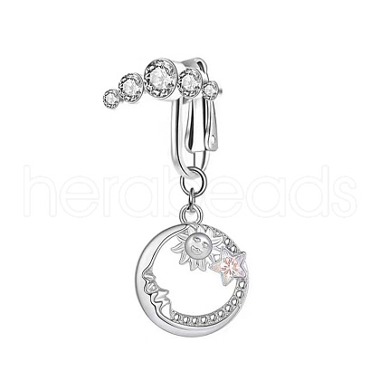 304 Stainless Steel Pave Clear Cubic Zirconia Clip on Belly Rings FS-WG683DA-06-1