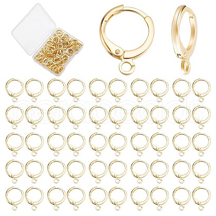 CREATCABIN 50 Pairs Brass Huggie Hoop Earring Findings KK-CN0001-87-1