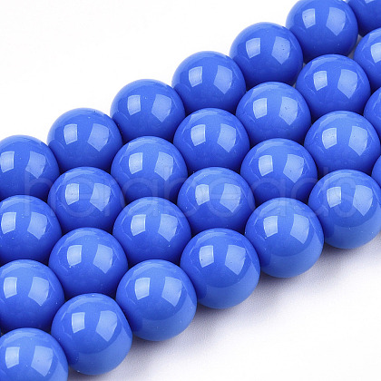 Opaque Solid Color Glass Beads Strands GLAA-T032-P10mm-11-1