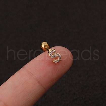 316L Surgical Stainless Steel Micro Pave Clear Cubic Zirconia Cartilage Earrings WG3A850-38-1