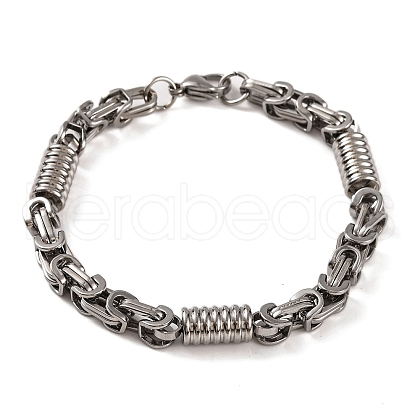 Tarnish Resistant 201 Stainless Steel Column Byzantine Chain Bracelets BJEW-B078-72P-1