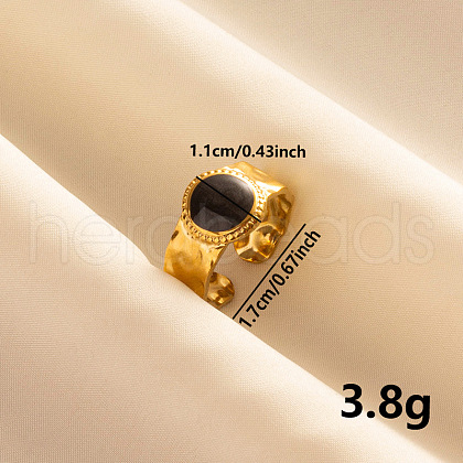Stylish 304 Stainless Steel Enamel Cuff Ring RR1427-3-1
