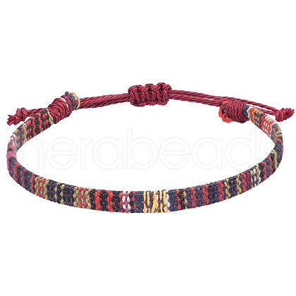 Adjustable Bohemian Style Cotton & Linen Cord Braided Bracelets for Friendship OB0004-22-1