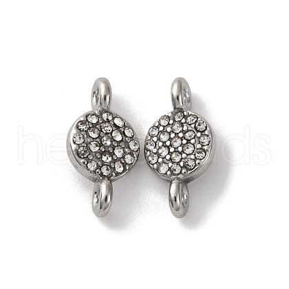 304 Stainless Steel Micro Pave Clear Cubic Zirconia Connector Charms ZIRC-G157-36P-A-1