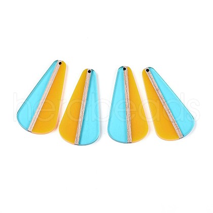Transparent Resin & Wood Pendants RESI-T057-77-1