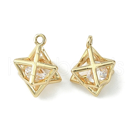 Brass Cubic Zirconia Charms KK-G462-50KCG-1