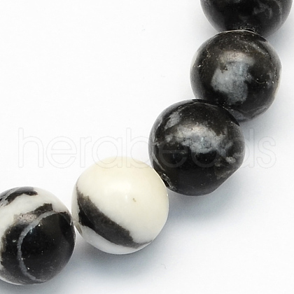 Natural Zebra Jasper Round Beads Strands G-S174-6mm-1