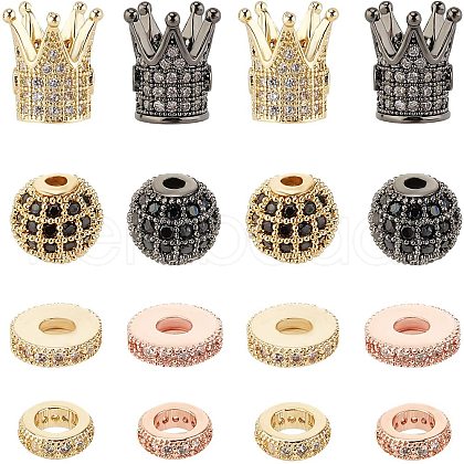 Brass Micro Pave Clear Cubic Zirconia Beads ZIRC-GA0001-01-1