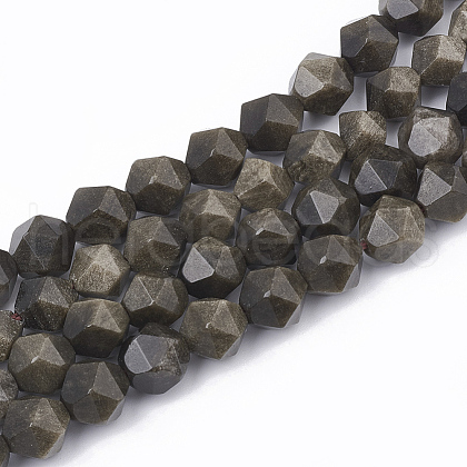 Natural Golden Sheen Obsidian Beads Strands G-T064-45A-1