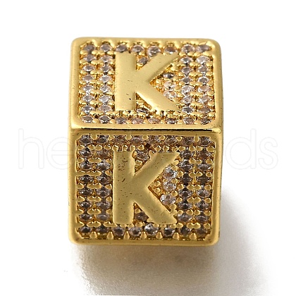 Brass Cubic Zirconia Beads KK-Q818-01K-G-1