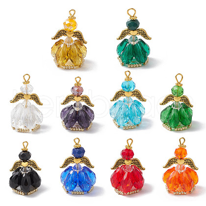 Faceted Glass Pendants PALLOY-MZ00582-1