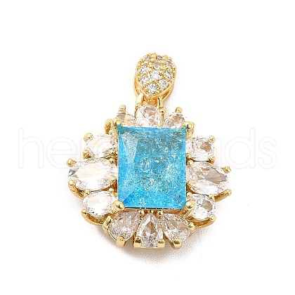 Brass Micro Pave Clear Cubic Zirconia Pendants KK-I695-020A-1