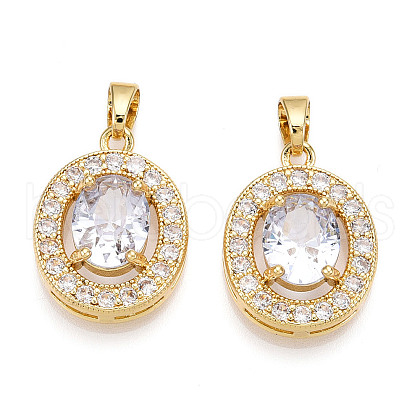 Brass Micro Pave Cubic Zirconia Pendants KK-N254-234G-1