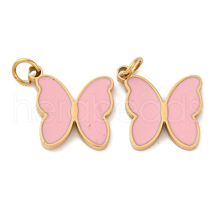 304 Stainless Steel Enamel Pendants STAS-U061-24G-B-1