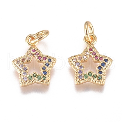 Brass Micro Pave Cubic Zirconia Pendants ZIRC-G168-18G-1
