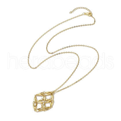 Crystal Stone Cage Pendant Necklaces NJEW-JN04760-03-1