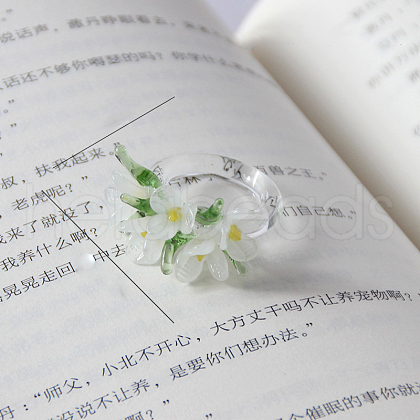Flower Glass Finger Rings FS-WG137CE-01-1