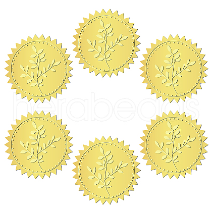 12 Sheets Self Adhesive Gold Foil Embossed Stickers DIY-WH0451-018-1