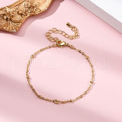 Brass Cable Chain Bracelets for Women BJEW-G735-20G-1
