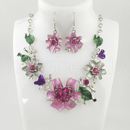 Flower Alloy Rhinestone Jewelry Set FS-WGD5AB0-01-1