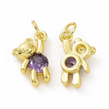 Brass Micro Pave Clear Cubic Zirconia Charms ZIRC-F135-25G-01-1