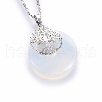 Opalite Flat Round Pendants G-I357-A10-1