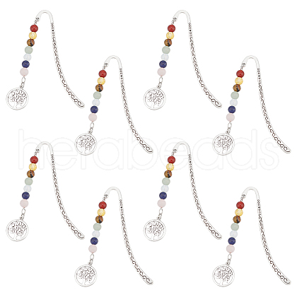 Chakra Theme Natural & Synthetic Gemstone Beads Bookmarks AJEW-AB00202-1