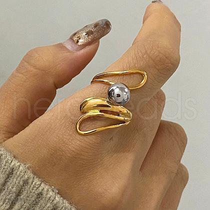 304 Stainless Steel Cuff Rings RJEW-V014-04GP-1