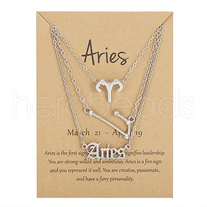3Pcs 3 Styles Alloy Crystal Rhinestone Constellation Pendant Necklaces Sets WGEBB06-02-1