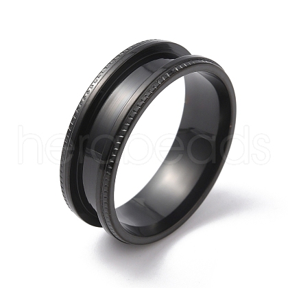 Stainless Steel Grooved Finger Ring for Men Women RJEW-WH0004-30F-EB-1