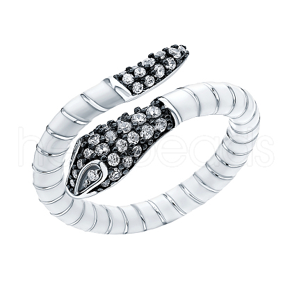 S925 Silver Snake Ring with Zirconia GE9374-1-1