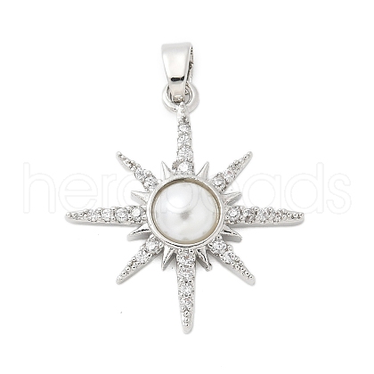 Brass Micro Pave Clear Cubic Zirconia Pendants KK-S507-01P-1
