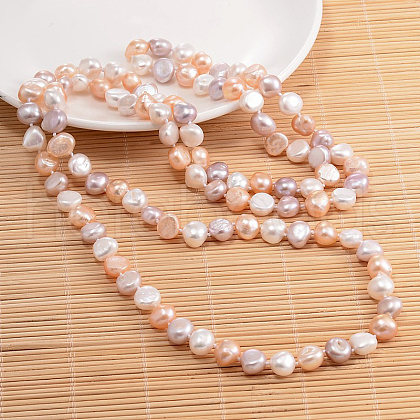 Mother's Day Jewellery Natural Pearl Nuggets Beaded Necklace NJEW-P126-A-01D-01-1