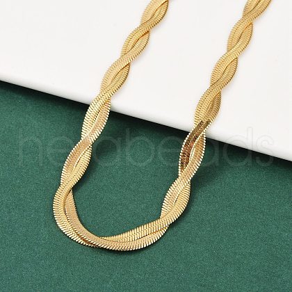 304 Stainless Steel Twist Rope Chain Necklace for Men Women NJEW-P269-03G-1