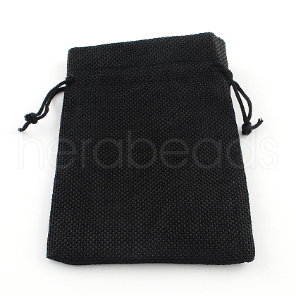 Polyester Imitation Burlap Packing Pouches Drawstring Bags X-ABAG-R005-9x7-09-1