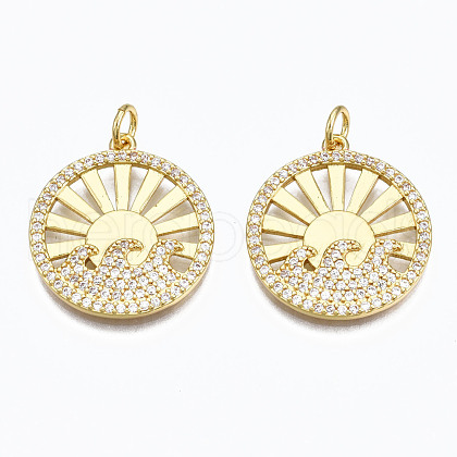 Brass Micro Pave Clear Cubic Zirconia Pendants ZIRC-N039-125-NF-1