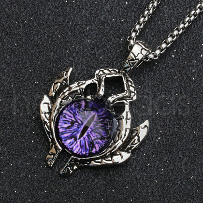 Evil Eye Alloy Pave Glass Pendant 667 Stainless Steel Chain Necklaces for Men FS-WG7A50C-06-1
