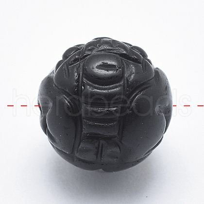 Carved Round Natural Obsidian Beads G-P360-01-10mm-1