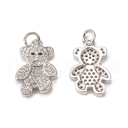 Brass Micro Pave Cubic Zirconia Bird Pendants KK-E068-VB309-1
