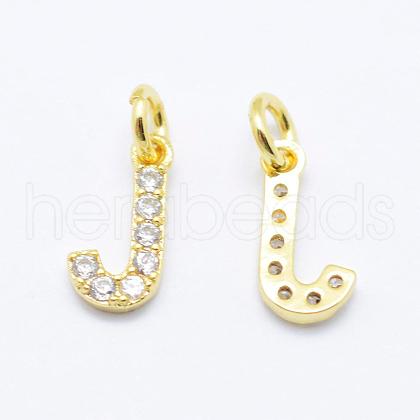 Brass Micro Pave Grade AAA Cubic Zirconia Charms ZIRC-P067-11G-J-NR-1