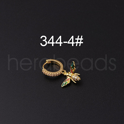 Brass Micro Pave Clear Cubic Zirconia Hoop Cartilage Earrings WG1A959-04-1