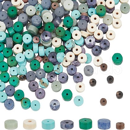  210pcs 7 colors Natural Ore Beads G-NB0002-60-1