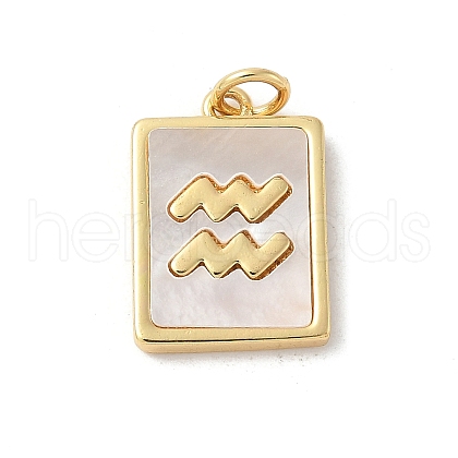 Brass Pave Natural White Shell Pendants KK-S522-09G-G-1